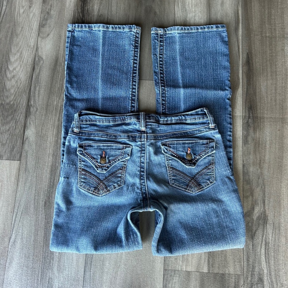 ana A New Approach Medium Wash Bootcut Jeans Flap Pocket Size 4